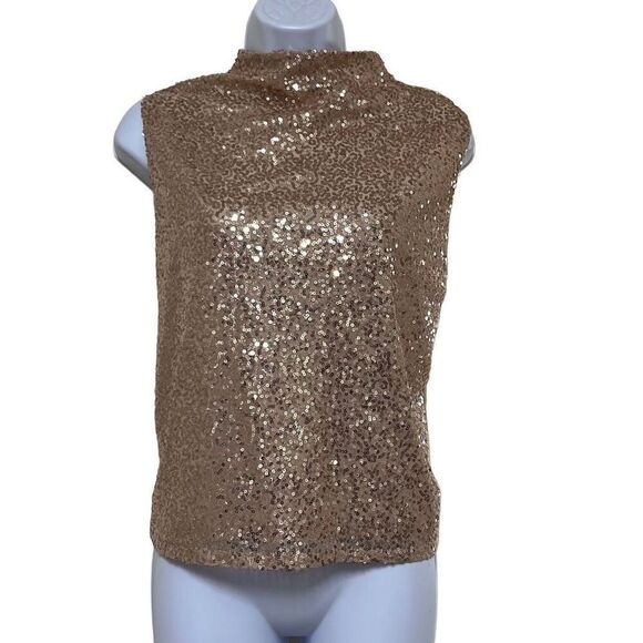 Melrose and Market Rose Gold Sequin Top Sleeveless XXXL NWT Glam Bling Party - Picture 1 of 11
